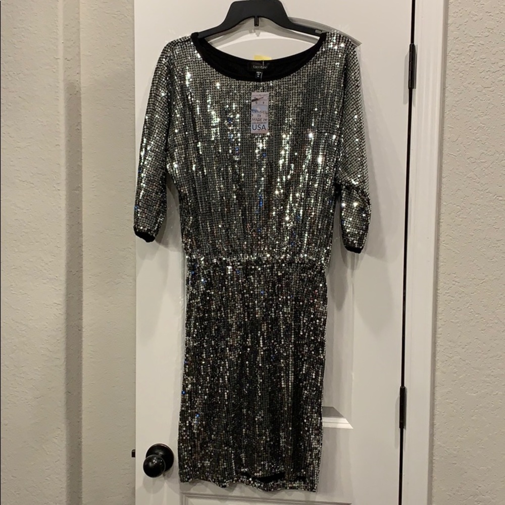 Silver sequined party dress NWT!